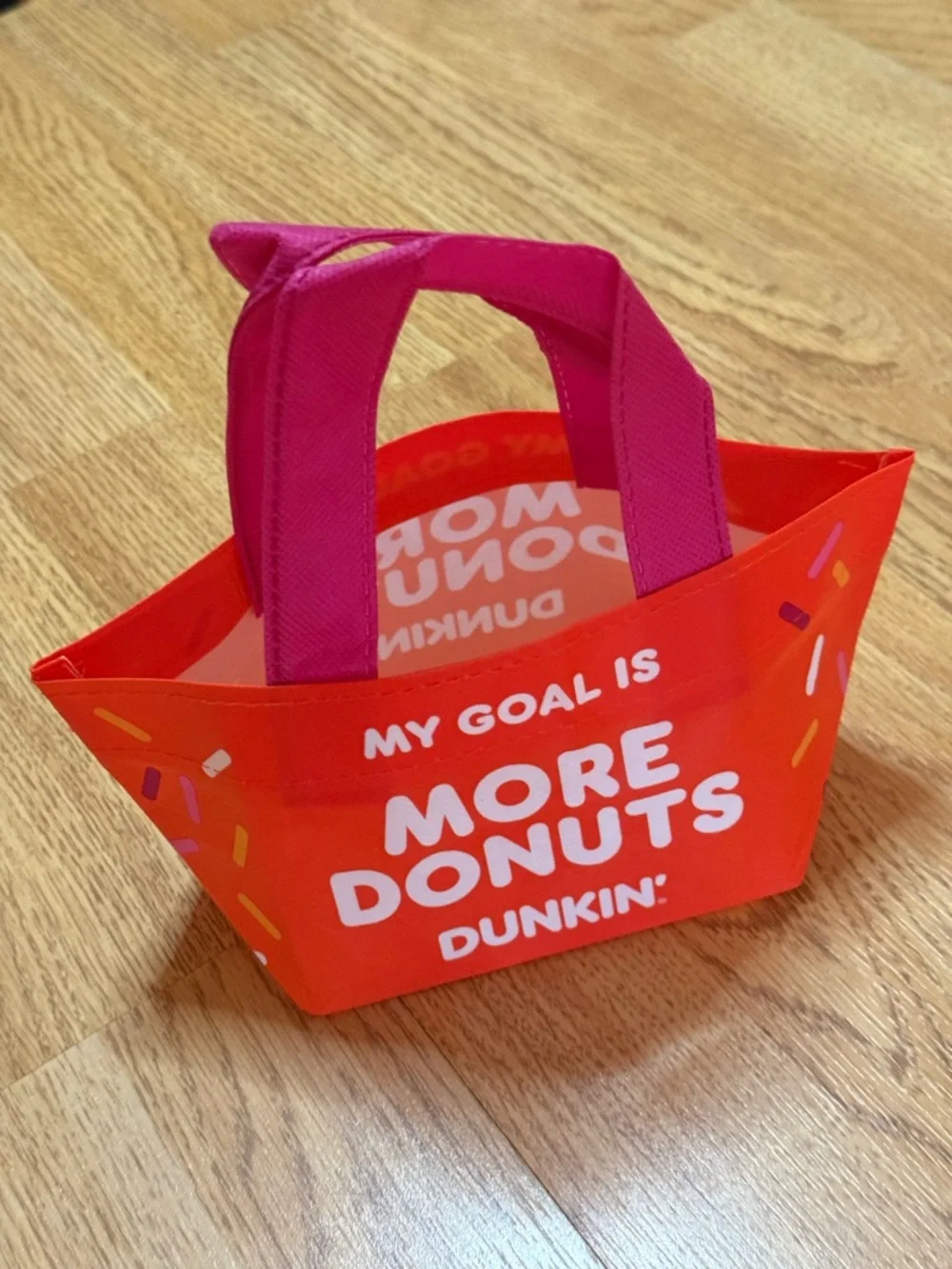 More Donuts' Mini Tote Bag - Orange with Pink Handles - Picture 3 of 6
